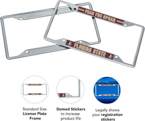 Desert Cactus Florida State University License Plate Frame Seminoles FSU Holder for Front or Back of Car Metal Car Tag Holder Officially Licensed (Slogan 2) in Saudi Arabia