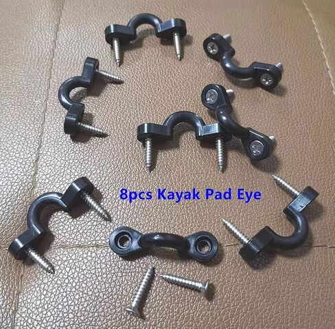 مقابض حمل زورق الكاياك ذات الفتحة المزدوجة 4 عبوات من مقابض قوارب الكاياك الجانبية - 8 قطع وسادة عين مع 32 قطعة براغي لمجموعة أدوات تزوير سطح القارب كاياك in Kuwait