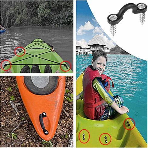 مقابض حمل زورق الكاياك ذات الفتحة المزدوجة 4 عبوات من مقابض قوارب الكاياك الجانبية - 8 قطع وسادة عين مع 32 قطعة براغي لمجموعة أدوات تزوير سطح القارب كاياك in Kuwait