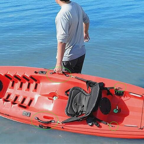 مقابض حمل زورق الكاياك ذات الفتحة المزدوجة 4 عبوات من مقابض قوارب الكاياك الجانبية - 8 قطع وسادة عين مع 32 قطعة براغي لمجموعة أدوات تزوير سطح القارب كاياك in Kuwait
