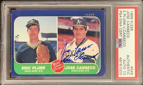 Jose Canseco Signed 1986 Fleer #649 Rookie RC Chemist Autograph PSA/DNA Auto 10 - Baseball Slabbed Autographed Cards in Saudi Arabia
