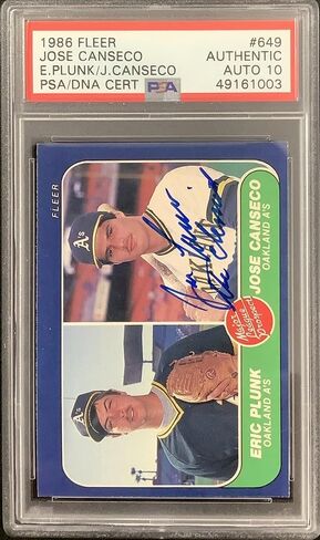 Jose Canseco Signed 1986 Fleer #649 Rookie RC Chemist Autograph PSA/DNA Auto 10 - Baseball Slabbed Autographed Cards in Saudi Arabia