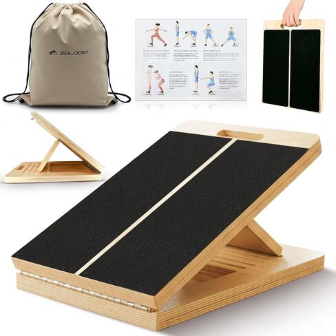 Wooden Slant Board for Calf Stretching - 6 Adjustable Angles, 400 Lbs Capacity Calf Stretcher Slant Board for Squats, Knees, Ankle, Leg, Heel & feet, Squat Wedge & Physical Therapy Equipment in Saudi Arabia