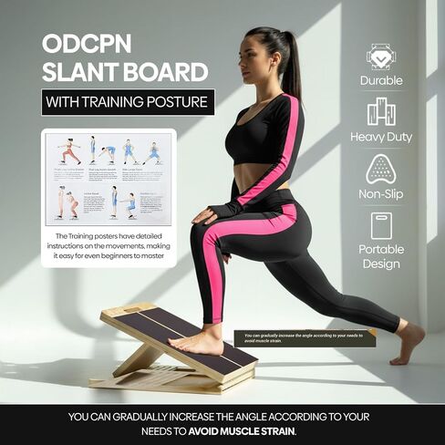 Wooden Slant Board for Calf Stretching - 6 Adjustable Angles, 400 Lbs Capacity Calf Stretcher Slant Board for Squats, Knees, Ankle, Leg, Heel & feet, Squat Wedge & Physical Therapy Equipment in Saudi Arabia