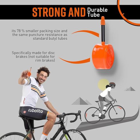 Tubolito S-Tubo Road TPU Inner Tube 700C x 18-28 mm, 42mm/60mm/80mm Presta Valve | Smallest & Lightest Road Bike Inner Tube | Designed for Disc Brake Systems in Saudi Arabia