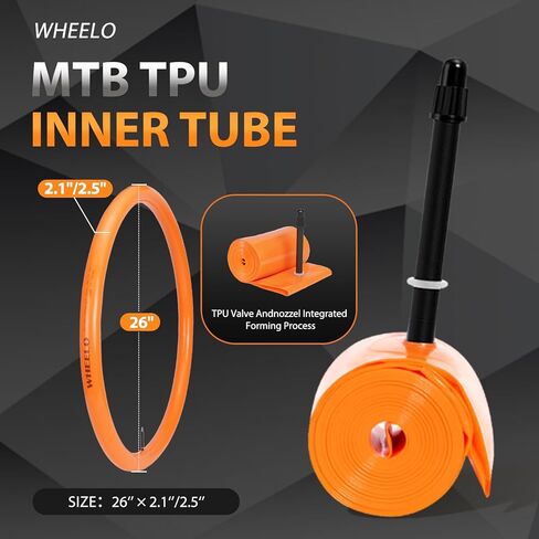 أنبوب داخلي للدراجة WHEELO MTB 26/27.5/29x2.1/2.5، أنبوب دراجة خفيف الوزن مع صمامات بريستا 48 مم للدراجات الجبلية (يشمل طقم إصلاح رقعة أنبوب الدراجة) in Kuwait