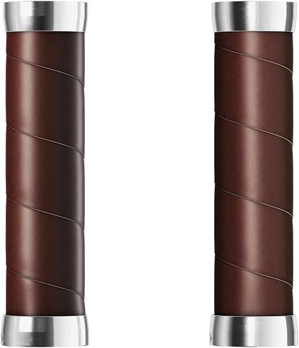 Brooks Slender Leather Grips (130 + 130 mm) -Antic Brown-New22 Unisex Adult Handlebar, Silver, Standard in Saudi Arabia