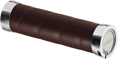 Brooks Slender Leather Grips (130 + 130 mm) -Antic Brown-New22 Unisex Adult Handlebar, Silver, Standard in Saudi Arabia