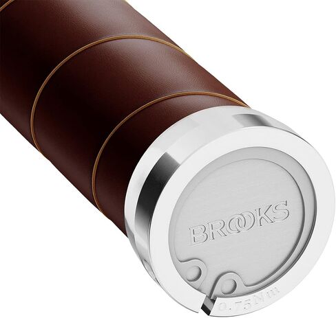 Brooks Slender Leather Grips (130 + 130 mm) -Antic Brown-New22 Unisex Adult Handlebar, Silver, Standard in Saudi Arabia