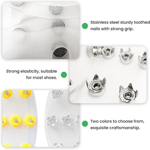 7-Tooth Anti-Slip Shoe Covers - Adjustable Traction Cleats for Snow/Ice, Stainless Steel Spikes, Ideal for Daily & Outdoor Use in Saudi Arabia