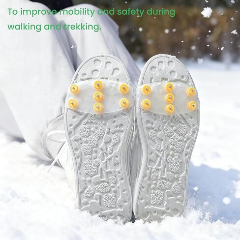 7-Tooth Anti-Slip Shoe Covers - Adjustable Traction Cleats for Snow/Ice, Stainless Steel Spikes, Ideal for Daily & Outdoor Use in Saudi Arabia