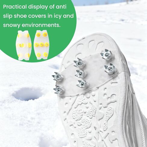 7-Tooth Anti-Slip Shoe Covers - Adjustable Traction Cleats for Snow/Ice, Stainless Steel Spikes, Ideal for Daily & Outdoor Use in Saudi Arabia