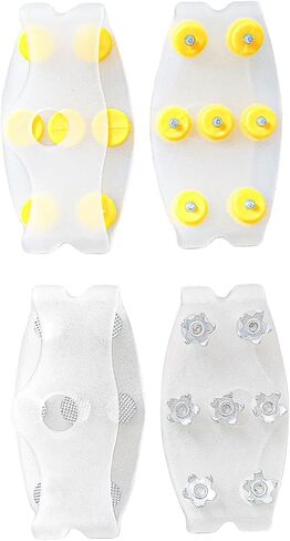 7-Tooth Anti-Slip Shoe Covers - Adjustable Traction Cleats for Snow/Ice, Stainless Steel Spikes, Ideal for Daily & Outdoor Use in Saudi Arabia