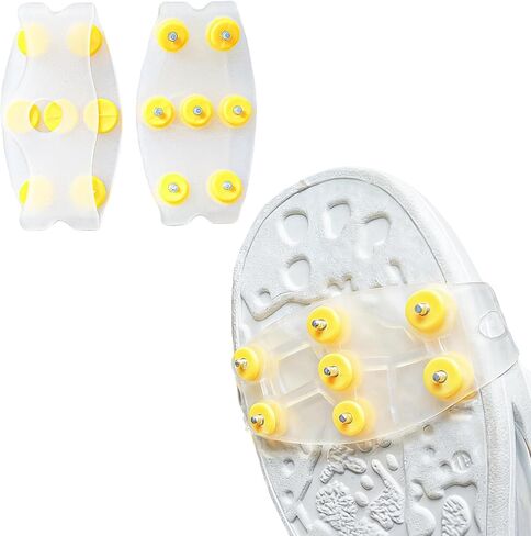 7-Tooth Anti-Slip Shoe Covers - Adjustable Traction Cleats for Snow/Ice, Stainless Steel Spikes, Ideal for Daily & Outdoor Use in Saudi Arabia