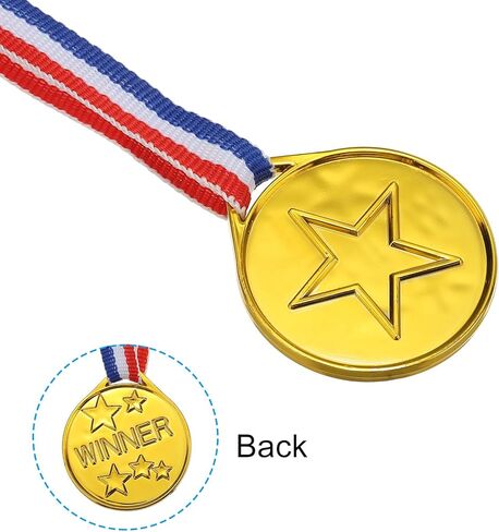 1.5" Mini Gold Silver Bronze Award Medals, 12 Pack Plastic Winner Medals 1st/2nd/3rd Place Prizes with Ribbon for Games Sports Competitions Party in Saudi Arabia
