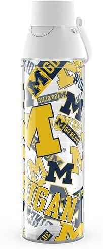 Tervis Venture Lite Michigan Wolverines - مصنوع بالكامل في الولايات المتحدة الأمريكية، كوب سفر معزول بجدار مزدوج يحافظ على المشروبات باردة وساخنة، زجاجة مياه سعة 24 أونصة، كلاسيكية in Saudi Arabia