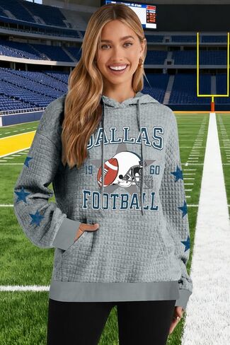 BANGELY Game Day هوديي المرأة لكرة القدم الجرافيك البلوز فريق كرة القدم مروحة البلوز موسم كرة القدم الهراء متماسكة عطلة نهاية الأسبوع القمم in Kuwait