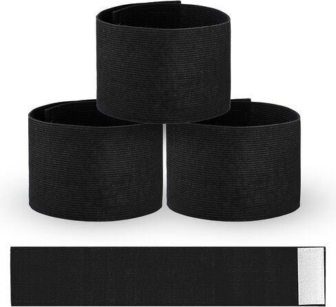 7x38 CM / 2.75x15 Inch 3 PCS Captain Armbands, Black Elastic Arm Band Adjustable Leader Armband Team Sport Armband Soccer Armbands Memorial-Armband Funeral Mourning Band for Volleyball Basketball Team in Saudi Arabia