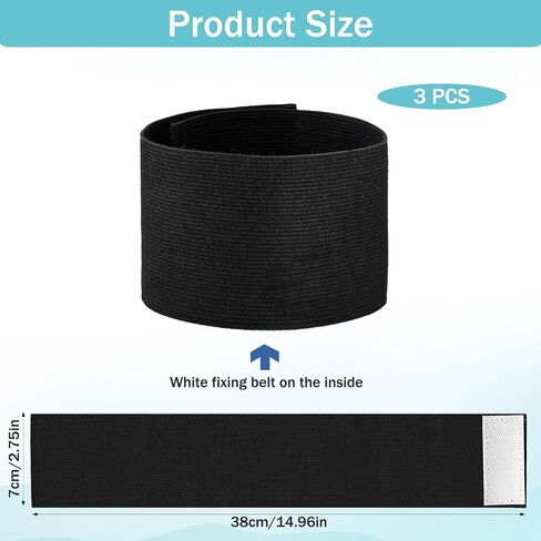 7x38 CM / 2.75x15 Inch 3 PCS Captain Armbands, Black Elastic Arm Band Adjustable Leader Armband Team Sport Armband Soccer Armbands Memorial-Armband Funeral Mourning Band for Volleyball Basketball Team in Saudi Arabia