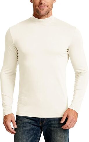 Mens Mock Turtleneck Long Sleeve Shirts Thermal Pullover Tops Casual Basic Knitted Undershirt in Saudi Arabia