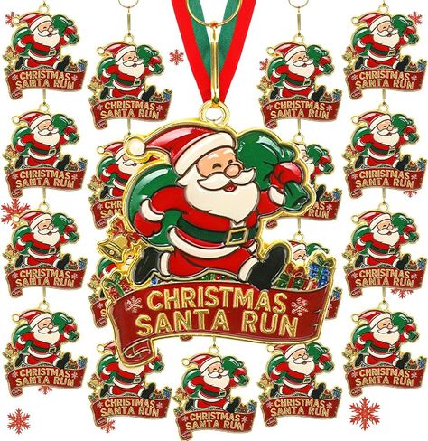 20 Pcs Christmas Medals Award Bulk 2.36" Christmas Santa Run Medals with Neck Ribbon Xmas Santa Run Trophy Awards Gifts Accessories for Xmas Party Charity Event Public Event Gift Campaign in Saudi Arabia