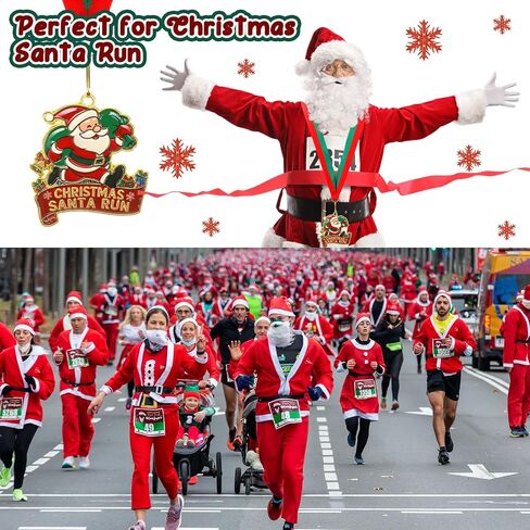 20 Pcs Christmas Medals Award Bulk 2.36" Christmas Santa Run Medals with Neck Ribbon Xmas Santa Run Trophy Awards Gifts Accessories for Xmas Party Charity Event Public Event Gift Campaign in Saudi Arabia