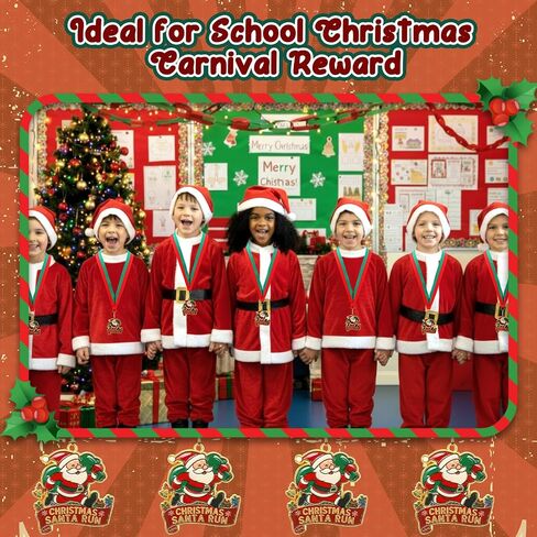20 Pcs Christmas Medals Award Bulk 2.36" Christmas Santa Run Medals with Neck Ribbon Xmas Santa Run Trophy Awards Gifts Accessories for Xmas Party Charity Event Public Event Gift Campaign in Saudi Arabia
