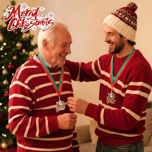 20 Pcs Christmas Medals Award Bulk 2.36" Christmas Santa Run Medals with Neck Ribbon Xmas Santa Run Trophy Awards Gifts Accessories for Xmas Party Charity Event Public Event Gift Campaign in Saudi Arabia