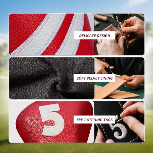 أغطية رأس نادي الجولف لسيارة Fairway Woods Driver Hybrids، مجموعة أغطية رأس جولف نسائية فاخرة من جلد البولي يوريثان، 4 قطع مع علامات رقم 1 3 5 X. (أحمر) in Saudi Arabia