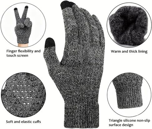 Thermal Touchscreen Gloves for Men & Women - Fleece Lined for Skiing, Cycling, Running - Anti-Slip Winter Warm in Saudi Arabia