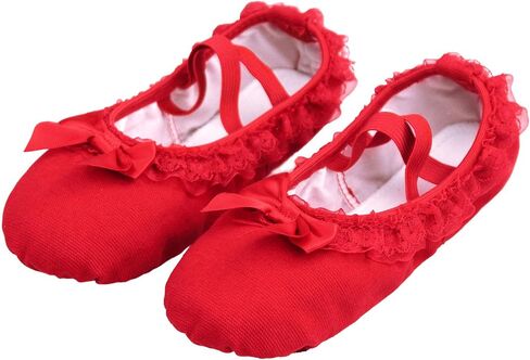 Sweet Toddler Girls Ballet Shoes Soft Canvas Lace Dance Slippers for Training, Performance, Class, Yoga, Indoor Sports in Saudi Arabia