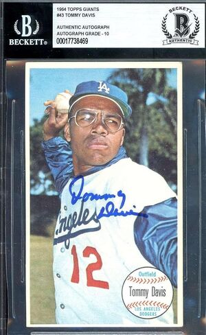 Tommy Davis Gem Mint 10 Beckett BAS Signed 1964 Topps Giants Autograph - Baseball Slabbed Autographed Cards in Saudi Arabia