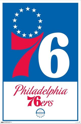 Trends International NBA Philadelphia 76ers - ملصق حائط بشعار 21، 22.37 بوصة × 34.00 بوصة، قماش مشدود in Saudi Arabia