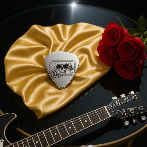 UNICRAFTALE Skull Rearview Mirror Guitar Picks Gifts Keychain One-side Engraved Stainless Steel Guitar Lightning Pick with Black PU Leather Case Plectrum Guitars Set for Guitars Player Birthday in Saudi Arabia