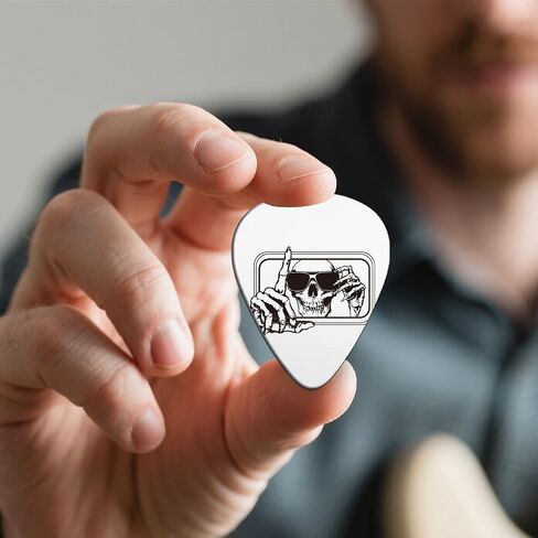 UNICRAFTALE Skull Rearview Mirror Guitar Picks Gifts Keychain One-side Engraved Stainless Steel Guitar Lightning Pick with Black PU Leather Case Plectrum Guitars Set for Guitars Player Birthday in Saudi Arabia