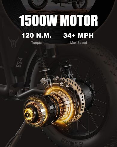 Adult Electric Bike, 1500W Brushless Motor 52V/27Ah Range Up to 38 Miles E Bike Front/Rear Turn Signals Dual Suspension Electric Bike BG-X PRO in Saudi Arabia