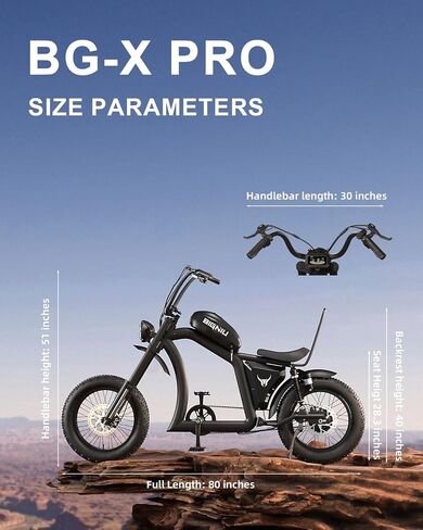 Adult Electric Bike, 1500W Brushless Motor 52V/27Ah Range Up to 38 Miles E Bike Front/Rear Turn Signals Dual Suspension Electric Bike BG-X PRO in Saudi Arabia