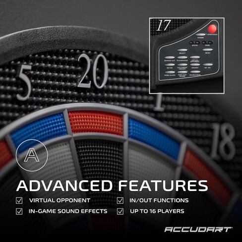 Accudart Aurora 15.5" Electronic Dartboard - 41 Games with 323 Variations - Official Tournament-Sized - 10 LED Displays - Advanced Features in Saudi Arabia