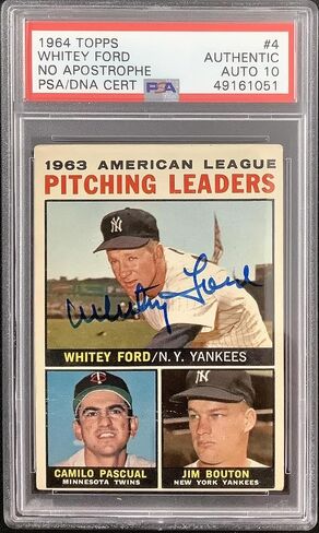 ووقعت فورد 1964 Topps # 4 بطاقة البيسبول Yankees HOF PSA/DNA توقيعه 10 - بطاقات البيسبول الموقعة in Saudi Arabia
