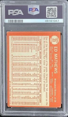 Eddie Mathews Signed 1964 Topps #35 Card Braves HOF Autograph PSA/DNA Auto 10 - Baseball Slabbed Autographed Cards in Saudi Arabia