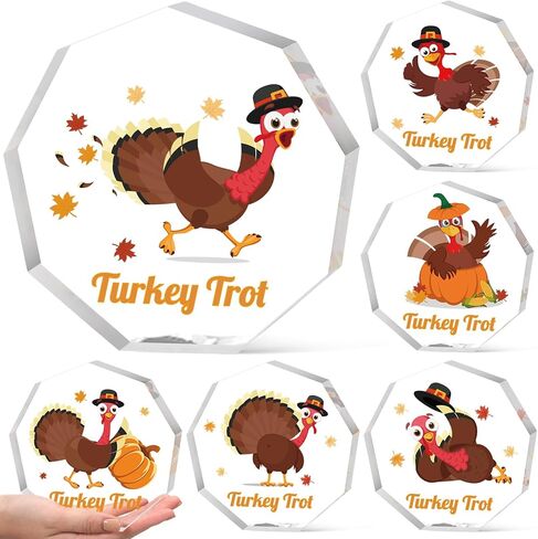 6 قطع من جوائز عيد الشكر لتركيا مقاس 11.43 سم × 11.43 سم من الأكريليك، جوائز تقدير الخريف المضحكة لهدايا عيد الشكر وجوائز الخريف وديكورات in Kuwait