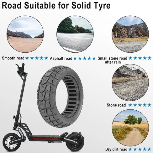 إطار سكوتر كهربائي 10 بوصة 10x2.75 إطار صلب 85/65-6.5 لـ Speedway 5 لـ Dualtron 3 سكوتر كهربائي إطار غير هوائي لـ Kugoo لـ G-Booster G2 Pro in Kuwait