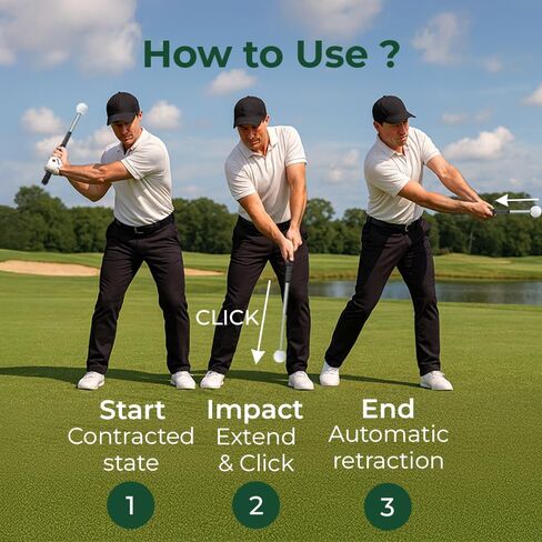 Retractable Golf Swing Training Aid – Telescopic Golf Click Stick with Grip Trainer for Beginners – Best Indoor Golf Swing Trainer, Practice Club and Daily Warm-Up Tempo Training Tool in Saudi Arabia