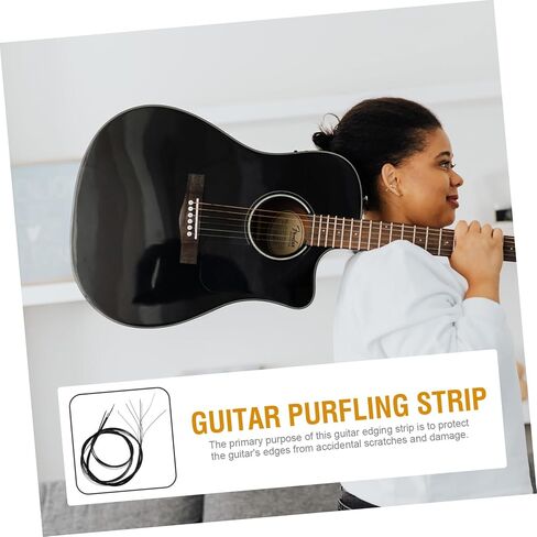 8pcs Guitar Edge Wrapping Trims Convenient Purfling Strip for Acoustic Guitars Decorative Binding Strips Easy to Install Edge Stylish Inlay in Kuwait