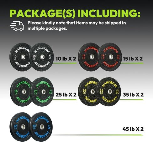 2-Inch Bumper Plates High Bounce, Olympic Weight Plate Set 45/100/160/190/260/300lb, Barbell Weight Plates Set for Home Gym, Colored Weights Rubber Strength Training Plate for Weight Lifting in Saudi Arabia