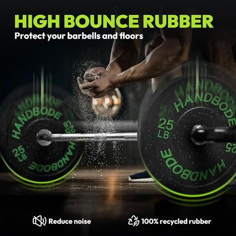 2-Inch Bumper Plates High Bounce, Olympic Weight Plate Set 45/100/160/190/260/300lb, Barbell Weight Plates Set for Home Gym, Colored Weights Rubber Strength Training Plate for Weight Lifting in Saudi Arabia