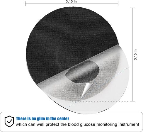 20 Pack,Over Patches Waterproof for Dexcom g7,CGM Sensor Patches| Non-Glue Central, Full Coverage, Latex-Free, Hypoallergenic& Breathable | Easy to Remove Without Leaving Any Marks (Black, 3.15 in) in Kuwait