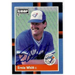 Ernie Whitt Signed 1988 Leaf Card #250 Toronto Jays - MLB Autographed Baseball Cards in Kuwait