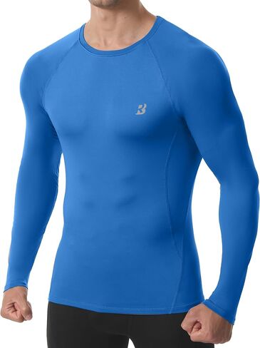 Mens Compression Shirt Long Sleeve, Athletic Sports Base Layer Tops, Cold Weather Undershirt for Running Workout Gym in Saudi Arabia