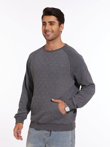 Men's Lightweight Sweatshirts with Kangaroo Pocket Casual Crew Neck Pullover Shirt in Saudi Arabia
